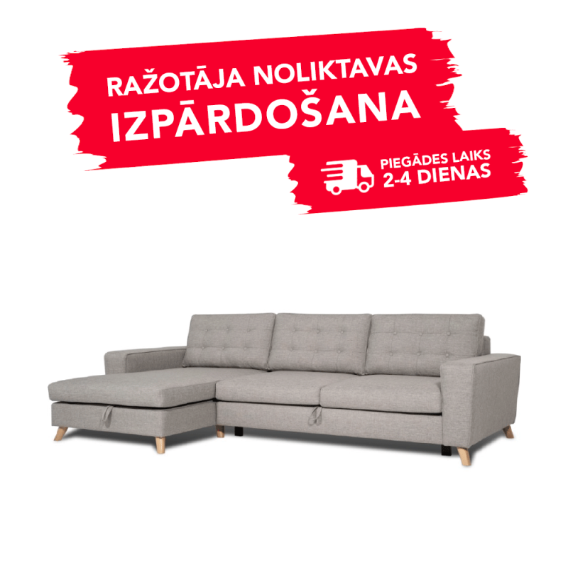 Sofa PORTO SLEEPING (Left corner, extendable) (In gray color)